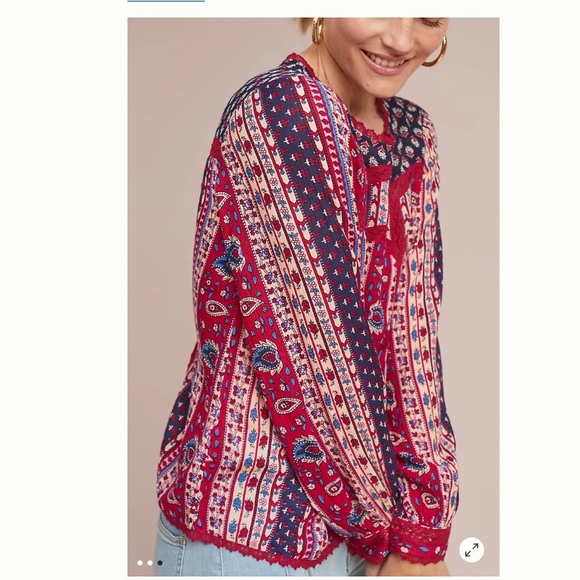 Anthropologie Maeve Gretchen Patchwork Blouse Size Medium - Picture 3 of 11